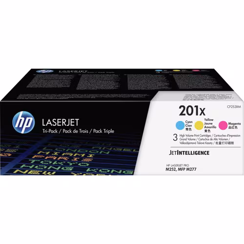HP 201X 3-pack High Yield Cyan/Magenta/Yellow Original LaserJet Toner Cartridges, CF253XM