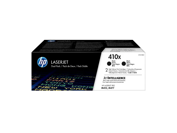 HP 410X 2-pack High Yield Black Original LaserJet Toner Cartridges, CF410XD