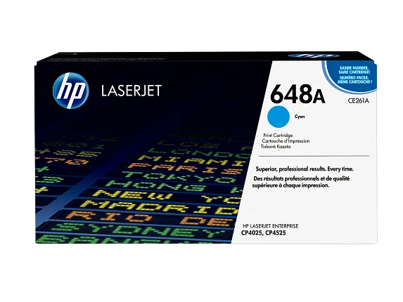 HP 648A Cyan Original LaserJet Toner Cartridge, CE261A