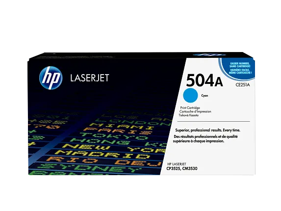 HP 504A Cyan Original LaserJet Toner Cartridge, CE251A