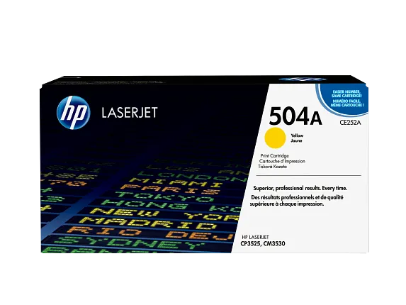 HP 504A Yellow Original LaserJet Toner Cartridge, CE252A