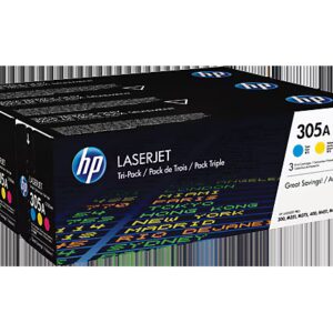 HP 305A 3-pack Cyan/Magenta/Yellow Original LaserJet Toner Cartridges, CF370AM